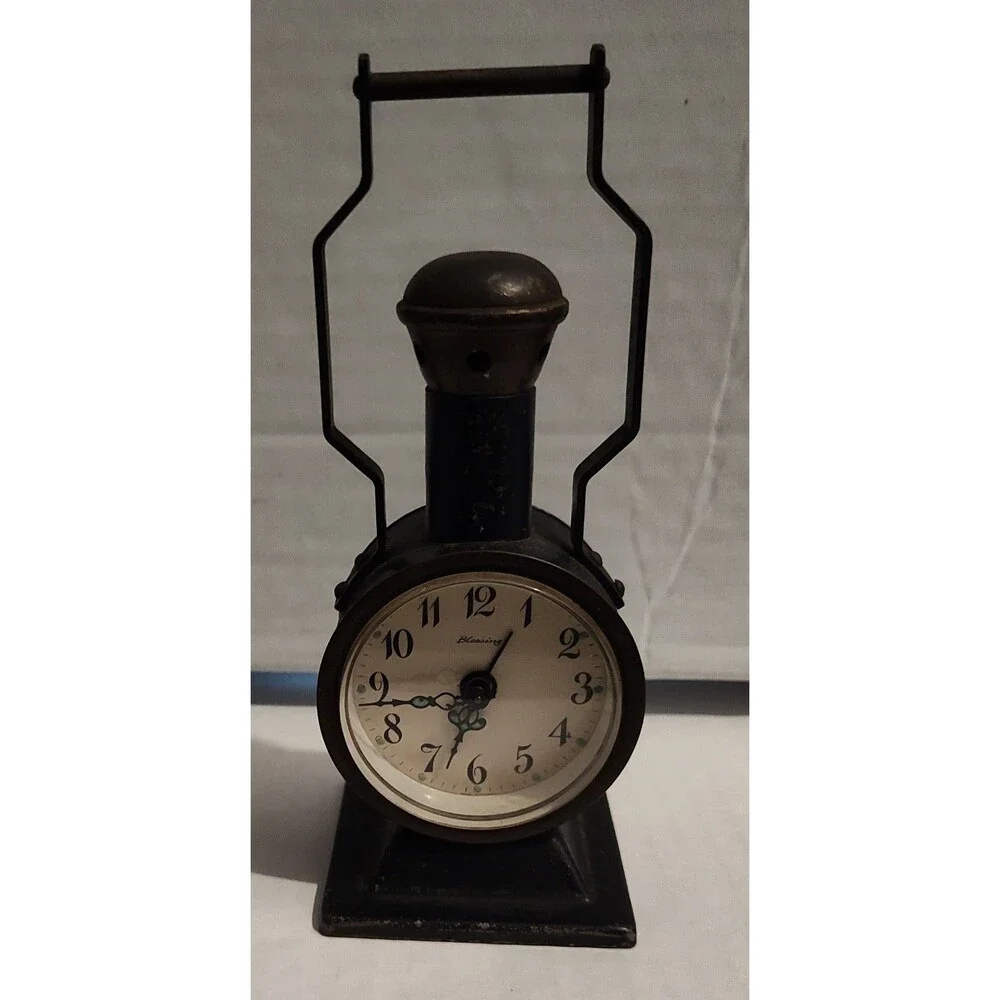 Vintage Blessing Wind Up Alarm Clock Train Locomotive Boiler Railroad W. Germany